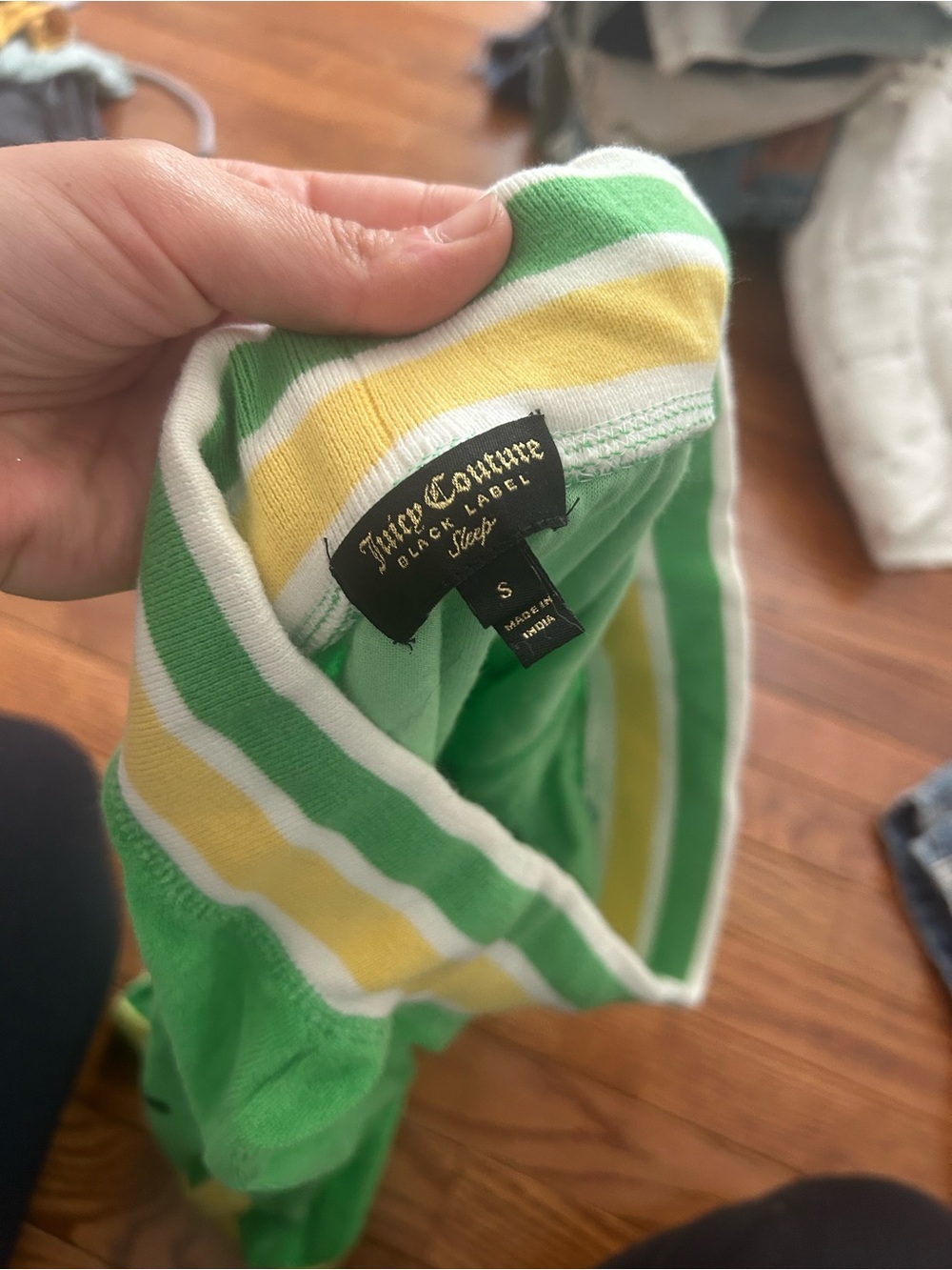 Juicy Couture Green Yellow Striped Strapless Romper - Picture 3 of 3